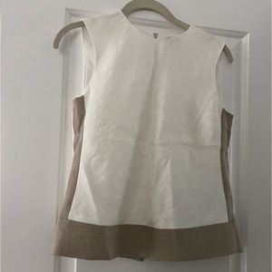 Theory linen sleeveless tank, white and tan, size P, never worn no tags​​​